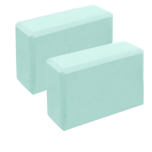Leikefitness Yoga Blocks 2 Pack,Lightweight-High Density Eva Foam Soft Non-Slip for Yoga, Pilates, Meditation 9"×6"×3" - color: Green