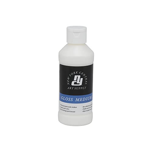 New York Central Acrylic Mediums - Non-Cracking Professional Grade Paint Medium for Heavy Body Paint, Collage, Mixed Media, Photo Transfers & More! - [Gloss - 8 oz] - color: Gloss, size: 8 oz