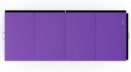 BalanceFrom 10x4 Feet 4-Panel Folding Gymnastics Mat – 2-Inch Thick Pad with Vinyl Surface and Carrying Handles for Tumbling, Yoga, Pilates, Home Workouts, and Martial Arts - color: Purple