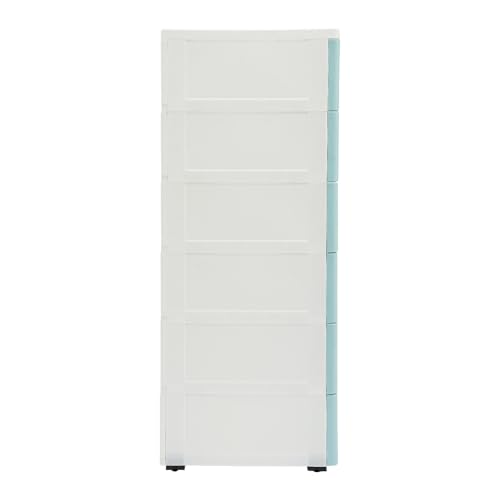 6 Drawers Plastic Storage Cabinet, Mobile Slim Utility Cart on Wheels, for Narrow Space Office Classroom Bedroom Bathroom (Blue) - color: Blue