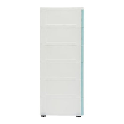 6 Drawers Plastic Storage Cabinet, Mobile Slim Utility Cart on Wheels, for Narrow Space Office Classroom Bedroom Bathroom (Blue) - color: Blue