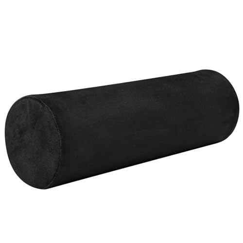Gredecor Black Neck Pillow with Removable Washable Cover Memory Foam Cervical Roll Neck Pillows for Sleeping Support Bolster Pillow for Bed Back Head Yoga 5.5 x 17 in - color: Black