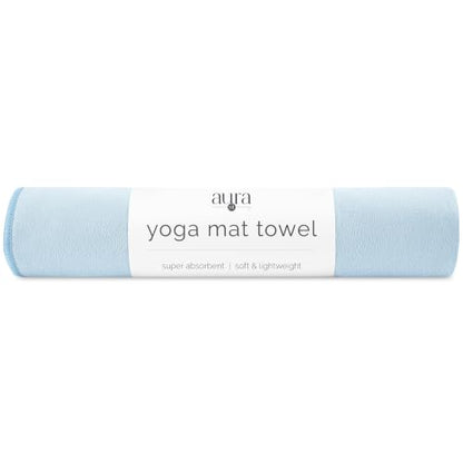 S&T INC. Aura Microfiber Yoga Mat Towel, 26.5" x 72", Blue | Soft and Absorbent, Quick-Dry for Gym, Pilates, and Hot Yoga, Compact for Gym Bag, Machine Washable - color: Blue