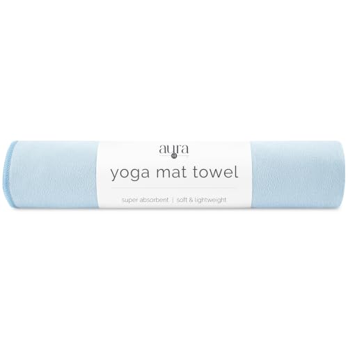 S&T INC. Aura Microfiber Yoga Mat Towel, 26.5" x 72", Blue | Soft and Absorbent, Quick-Dry for Gym, Pilates, and Hot Yoga, Compact for Gym Bag, Machine Washable - color: Blue