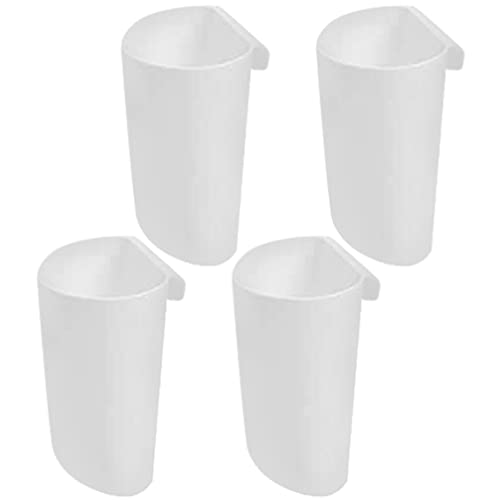 NUOBESTY 4Pcs Hanging Bucket Storage Baskets 4.7X4.7X4.7 Inch Plastic Hanging Cup Holders for Rolling Cart Organizer Office Supplies - color: White
