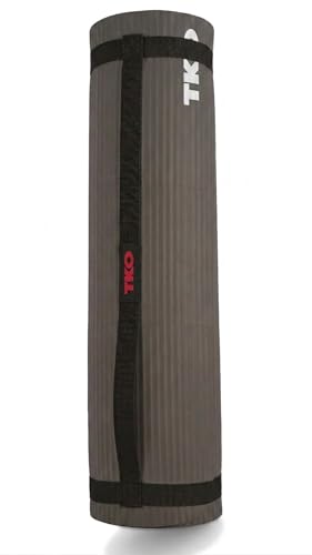 TKO Extra Thick Exercise Yoga Mat with Carrying Strap - color: Gray / Black