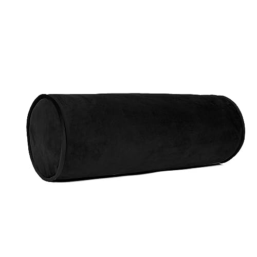 Sherry Kline Velvet Neck Bolster Pillows Set of 2, Plush Velvet Decorative Cylinder Throw Pillows for Couch, Sofa & Bed, Round Accent Pillow, Back & Neck Support, Black, 18" x 6" - color: Black
