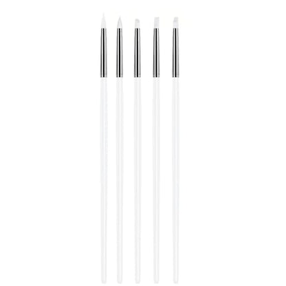 5Pcs Silicone Sculpting Tools for Polymer Clay, Nail Art & Craft DIY | Silicone Shaping Brushes for Clay Modeling, Ceramic, Fondant, Nail Art Design, Detailing and DIY Projects - color: White