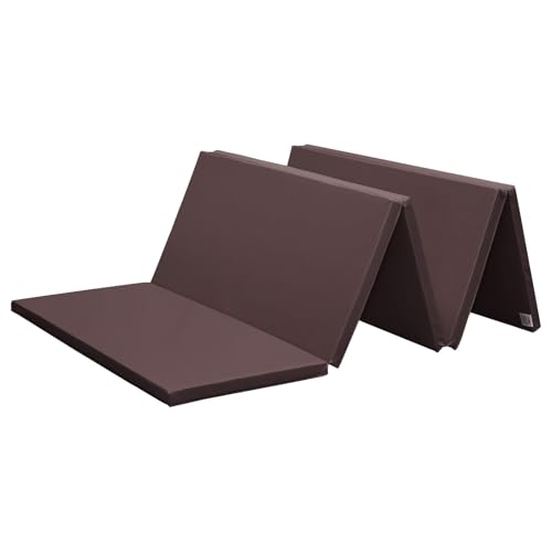 KaRaDaStyle Gymnastics Mat Folding Stretch Mats 75"x31"x1.2" Exercise Muscle Training Children Play Horizontal Bar Mat Yoga Sports Soundproof Home Use - color: Brown/5-fold