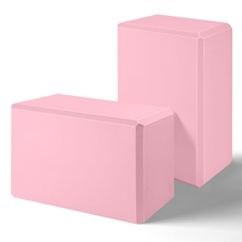 biguphate 2 Pack Yoga Blocks, 3"x6"x9" Beveled Edges Non-Slip, Yoga Bricks - color: 2PACK-369-Light Pink, size: 9x6x3IN