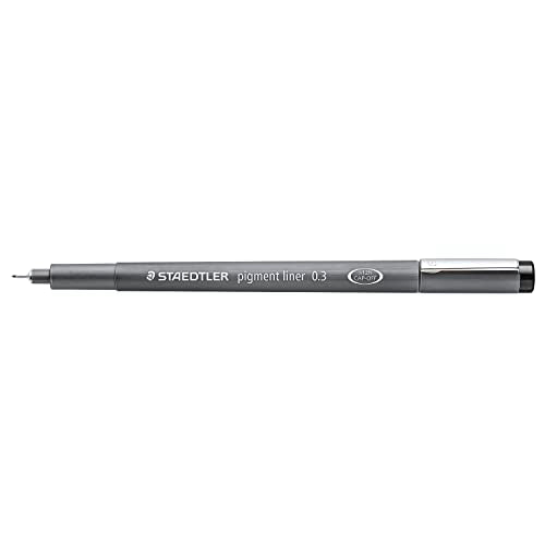 Staedtler Pigment Liner, Fineliner Pen for Drawing, Drafting, Journaling, 0.3mm, Black, Box of 5 Pens, 308 03-9M - style: 0.3mm