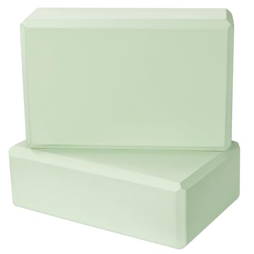 9"x6"x3" Yoga Block, 2 Pcs Soft Non-Slip Foam Blocks Supportive - color: Pale Green
