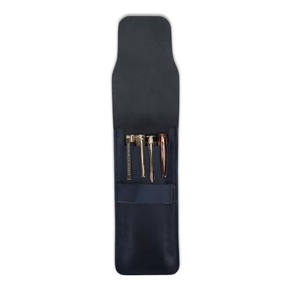Leather Pen Sleeve Case for Fountain Pens, Multi Pen Holder Organizer, Handmade Full Grain Leather Pouch, Durable Protective Pen Cover, Classic Pen Storage Gift (Blue) - color: Blue