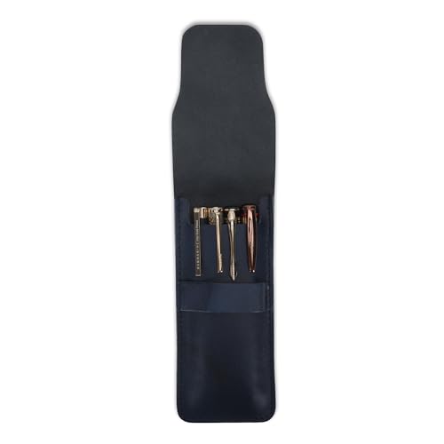 Leather Pen Sleeve Case for Fountain Pens, Multi Pen Holder Organizer, Handmade Full Grain Leather Pouch, Durable Protective Pen Cover, Classic Pen Storage Gift (Blue) - color: Blue