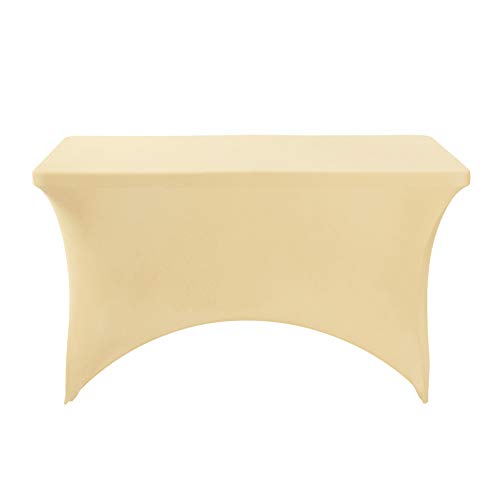 2Pack Spandex Table Cover for 4FT or 6ft or 8ft Table Universal Fitted Stretch Tablecloth for Party, Banquet, Wedding and Events-Champagne - color: Champagne, size: 4 Feet - 2 Pack