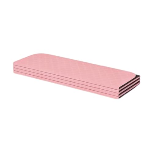 Yoga Mat, Foldable Exercise Mat, Portable FitnessMat, Thickened TPEmat for Yoga, Pilates, Stretching, Non Slip Cushion with 8mm Thick, Compact Design, 72x31 Inch - color: Pink