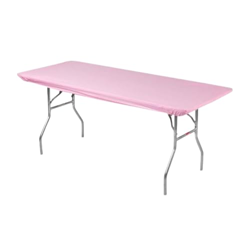 6' Rectangle Plastic Table Covers 30" x 72", Bundle of 5 (Pink) - color: Pink