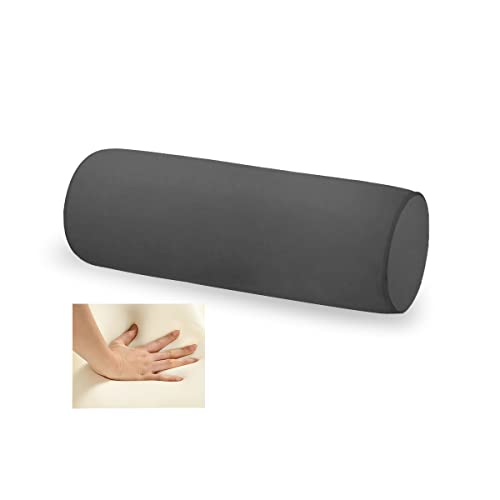 Memory Foam 16x6 Neck Pillow for Sleeping, Neck Pain Relief, Side Back Stomach Sleeper, Car or Office Chair Sofa,Support Pillow with Soft Velvet Pillowcase (Dark Gray) - color: Dark Gray, size: 16X6