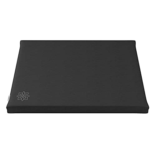 Mindful & Modern Zabuton Meditation Mat - Cotton Filled Yoga and Meditation Pad - Zabuton Meditation Cushion for Kneeling and Sitting Support - Large Rectangular Sitting Floor Pillow for Bench or Zafu - color: Cotton - Black