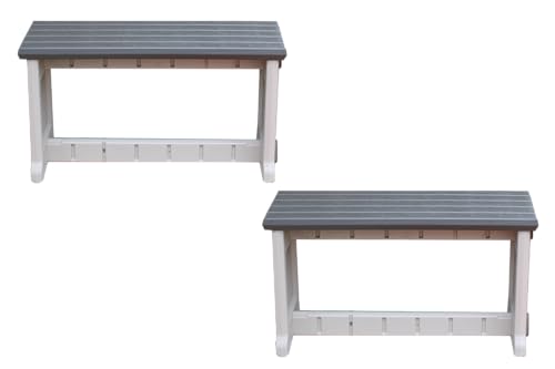 Bench, Deep Grey Top with Warm Grey Sides, 2 Pack - Proudly Made in The USA, Click and Lock Hardware-Free Assembly, Durable and Stylish Outdoor Seating - color: Deep Grey/Warm Grey, size: 2 Pack