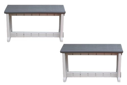 Bench, Deep Grey Top with Warm Grey Sides, 2 Pack - Proudly Made in The USA, Click and Lock Hardware-Free Assembly, Durable and Stylish Outdoor Seating - color: Deep Grey/Warm Grey, size: 2 Pack