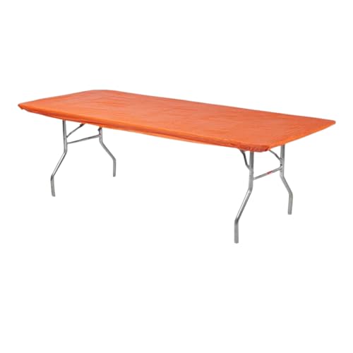 6' Rectangle Plastic Table Covers 30" x 72", Bundle of 5 (Orange) - color: Orange