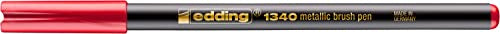 edding 1340 Metallic Brush Pen - red Metallic - 1 Pen - Flexible Brush Nib 1-6 mm - Metallic Marker for Lettering, Drawing and Sketching - high opcaity Even on Darker Paper