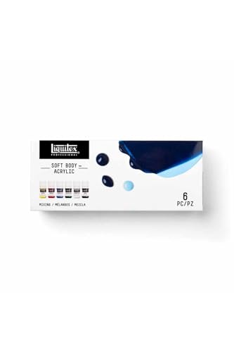 Liquitex Soft Body Acrylic Paint, 6 x 22ml (0.74-oz), Mixing Set | Low Viscosity, Highly Pigmented, Satin Finish, Retains Subtle Brush Strokes, Great Surface Coverage, Highly Versatile - style: Mixing Set 6 x 22ml (0.74-oz)