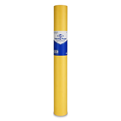 ALVIN 55Y-I Lightweight Tracing Paper Roll, Yellow, Suitable with Ink, Charcoal, Felt Tip Pen, for Sketching or Detailing - 18 inches x 50 Yards, 1-inch Core - color: Yellow - 50 Yards, size: 18"