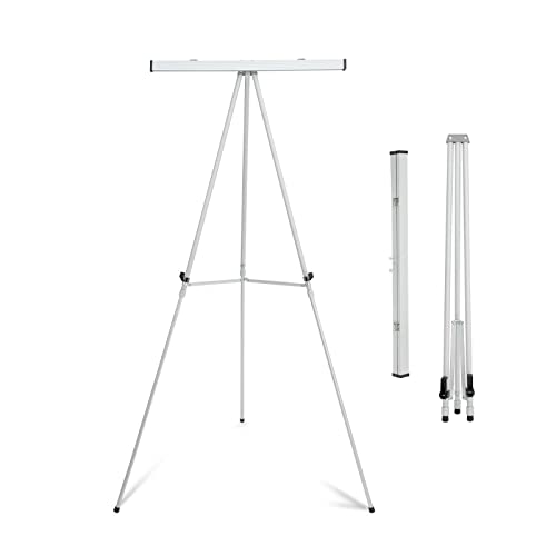Falling in Art 63 1/2'' Aluminum Flip Chart Display Easel Stand, Silver | Presentation Easel with Adjustable Floor for Boardroom, Whiteboard, Paper Pads, Signage - style: Silver 1-Pack