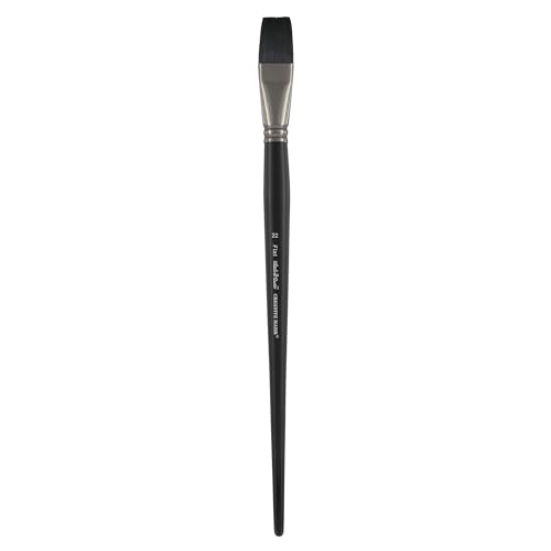 Black Swan Synthetic Red Sable Flat Paint Brushes - Flat Size # 11 - Professional Quality Long Handle Paint Brushes for Oil, Heavy Body Media and Acrylic - Artists of All Levels - size: Size 22
