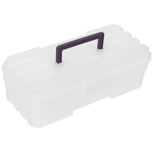 Akro-Mils 12-Inch ProBox Plastic Art Supply, Hobby or Craft Storage Toolbox, Model 09912CLPUR, (12" x 5-1/2" x 4"), Clear (Pack of 6) - size: 6 Pack