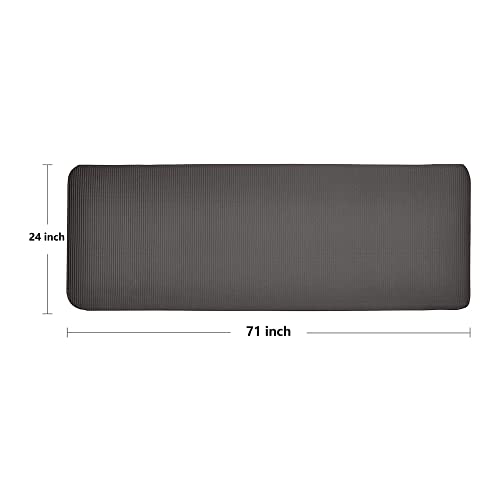 Fitvids All Purpose 1/2-Inch Extra Thick High Density Anti-Tear Exercise Yoga Mat and Knee Pad with Carrying Strap, Multiple Colors - color: Black