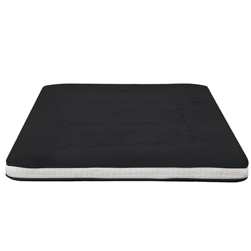Dr.Futon Japanese Floor Futon Mattress Extra Thick Folding Roll Up Bed Topper Mat for Guest,Lounger and Tavel - color: Black, size: Twin