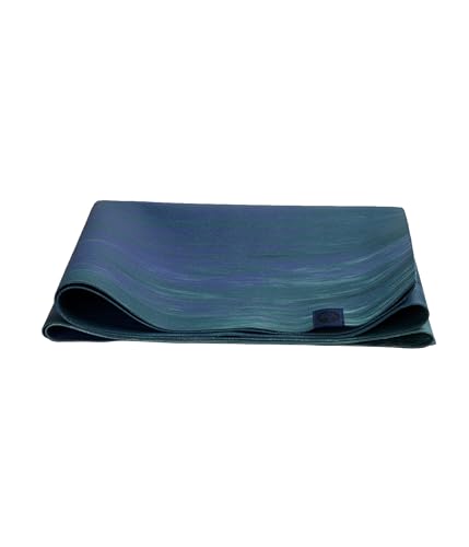 Manduka eKO SuperLite Yoga Mat - 1.5mm Natural Rubber | Foldable & Travel Friendly | Soft Textured Surface | Eco-friendly - color: Blue Toad Marble