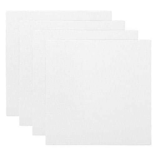 PATIKIL 7x7 Canvas Boards for Painting, 4Pack 100% Cotton Square Triple Primed Stretched Blank Canvas Panel for Acrylic, Oil, Tempera Paints, White - size: 7x7"