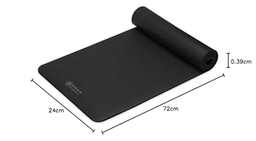 Gaiam Thick Yoga Mat, Exercise & Fitness Mat with Easy-Cinch Carrying Strap - color: Black, size: 2/5" (10MM)