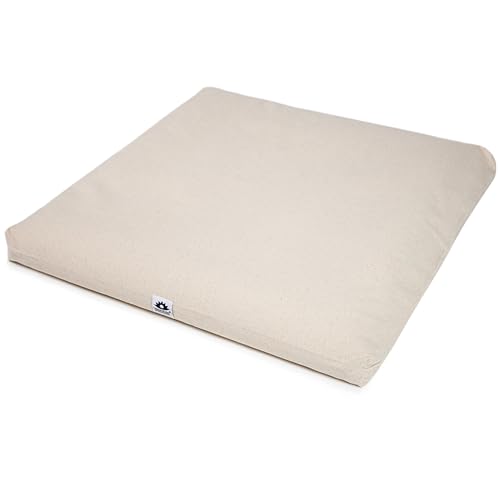 Zabuton, Eclipse line, Buckwheat Filled Meditation Cushion, 23" x 23" - color: Natural