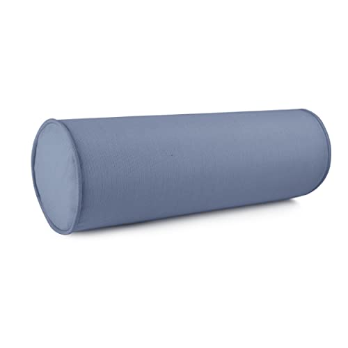 Austin Horn Classics Sunbrella Set of 2 Zippered Neck Bolster Pillow, Made with Sunbrella Fabric, Cylinder Pillows, for Couch & Bed, Decorative Round Throw Pillow, Back & Neck Support (Denim) - color: Denim, size: Medium