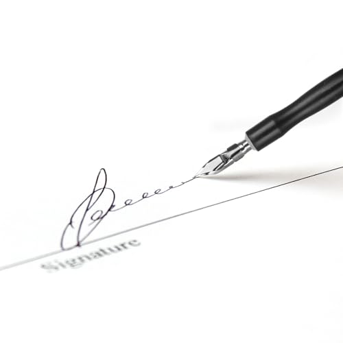 Oblique Calligraphy Pens Dip Set, Comic Pen Nib Set, Fluid Writer Pen, Calligraphy Dip Pen and Nibs Set Drawing with 5pcs Stainless Steel Pen Nibs Replacement Nibs Nib for Writing, Painting, Signing - color: black（6pcs）