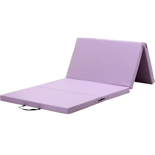 KaRaDaStyle Gymnastics Mat Folding Stretch Mats 71"x31"x2" Exercise Muscle Training Children Play Horizontal Bar Mat Yoga Sports Soundproof Home Use - color: Purple/4-fold