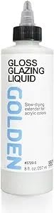 GOLDEN Gloss Glazing Liquid, 16 fl. oz. Bottle, Professional Acrylic Medium, Transparent