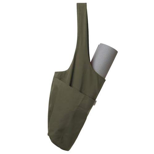 Yogiii Yoga Mat Bag | The ORIGINAL YogiiiTote | Yoga Mat Carrier Tote Sling w/Large Side Pocket & Zipper Pocket | Fits Most Size Mats - color: Olivine Green