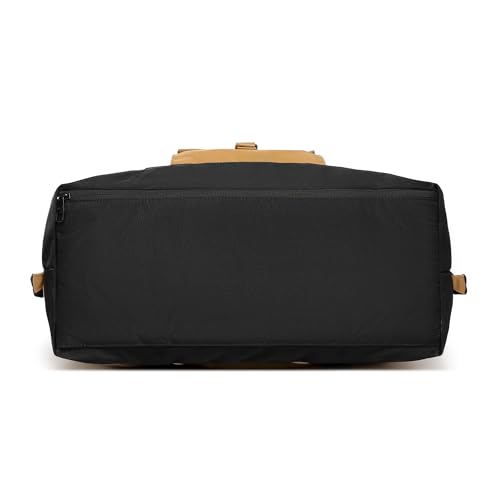 SUNNY BIRD Duffel with Utility Pouch, 40L Weekender Overnight Bag with Shoe Compartment for Travel and Sports (Brown and black) - color: Brown and black