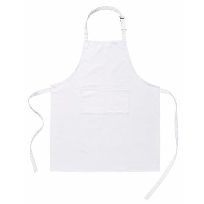 Polyester White/Black Bib Apron - 2 Large Pockets Women Aprons for Kitchen, Baking, Painting, and Halloween - color: White