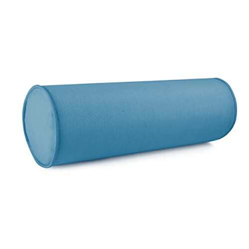 Austin Horn Classics Sunbrella Set of 2 Zippered Neck Bolster Pillow, Made with Sunbrella Fabric, Cylinder Pillows, for Couch & Bed, Decorative Round Throw Pillow, Back & Neck Support (Peacock Blue) - color: Blue, size: Medium