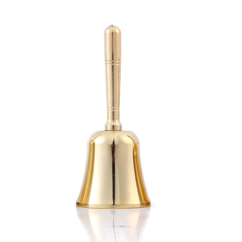 Super Loud Solid Brass Hand Call Bell Dinner Bell (M) | Hand Bells for Seniors Bedside, Teacher Classroom Bell, Ringing Bell at Wedding, Tibetan Meditation Bells, Gift for Bedridden - size: Medium