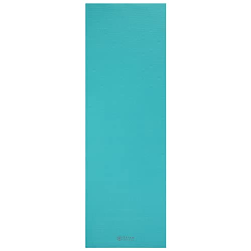 Gaiam Essentials 1/4" Thin (6mm) Yoga & Pilates, Fitness & Exercise Mat with Easy-Cinch Carrier Strap Cusion Support For Fitness and Gym Workouts - color: Teal