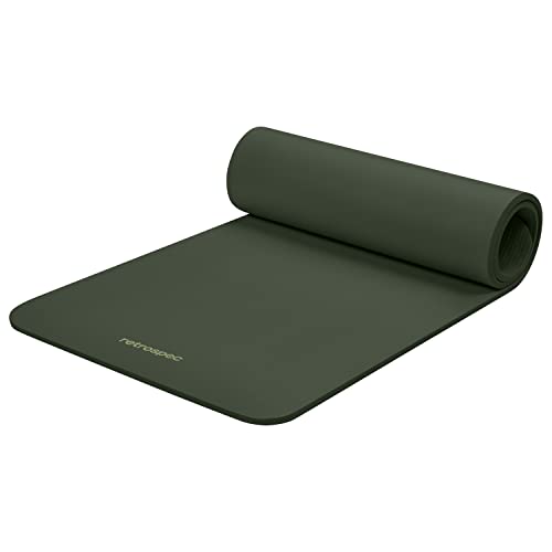 Retrospec Solana Yoga Mat Thick 1/2in Non-Slip Workout Mat with Nylon Strap - 72x24in Exercise Mat for Pilates, Stretching & Fitness - BPA Free, Easy Clean - color: Wild Spruce