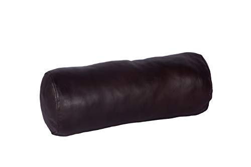 넥 롤 베개 쿠션, 40.6 x 15.2cm(16 x 6인치) 보름달 라운드 볼스터 베개 커버, 수면 중 머리, 척추 및 목 지지용 실린더 부드러운 양가죽 베개 커버 - 다크 브라운 2개 팩 - color: 다크 브라운 2개 팩
